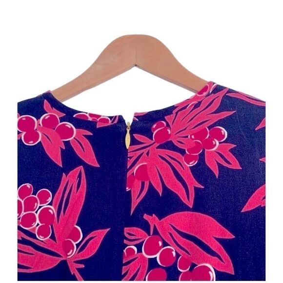 Draper James Women's 8 Flared Elbow Sleeve Shift Dress Navy Pink Preppy Coastal - Picture 10 of 12